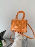 Mini Square Bag Embossed Double Handle Funky