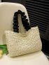 Minimalist Straw Bag Small Ruched Handle Vacation