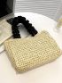 Minimalist Straw Bag Small Ruched Handle Vacation