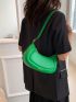 Letter Detail Hobo Bag PU Green