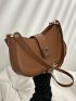 Minimalist Hobo Bag Small Zipper Brown