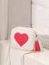 Mini Square Bag Heart Pattern Tassel Decor