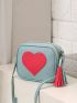 Mini Square Bag Heart Pattern Tassel Decor