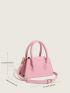 Mini Crocodile Embossed Pink Double Handle Square Bag for Women