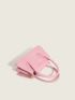 Mini Crocodile Embossed Pink Double Handle Square Bag for Women