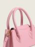 Mini Crocodile Embossed Pink Double Handle Square Bag for Women