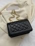 Small Flap Square Bag Quilted Pattern Turn Lock