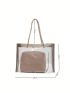 Clear Shoulder Tote Bag Double Handle With Inner Pouch