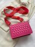 Mini Flap Square Bag Embossed Detail Chain Decor