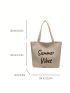 Large Shoulder Tote Bag Letter Print Double Handle For Daily