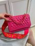 Mini Flap Square Bag Embossed Detail Chain Decor