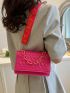 Mini Flap Square Bag Embossed Detail Chain Decor