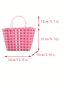 Plaid Pattern Straw Bag Small Double Handle