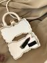 Faux Pearl Beaded Novelty Bag Mini Top Handle, Clear Bag