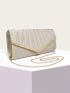 Shell Pleated Handbag, Shell Bag, Dinner Bag With Removable Chain, Shoulder Bag, Suitable For Parties, Weddings