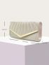 Shell Pleated Handbag, Shell Bag, Dinner Bag With Removable Chain, Shoulder Bag, Suitable For Parties, Weddings