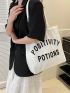 Letter Graphic Shopper Bag Casual Canvas