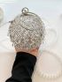 Gemstone & Rhinestone Decor Circle Bag Hollow Out Design Mini