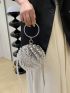 Gemstone & Rhinestone Decor Circle Bag Hollow Out Design Mini