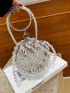 Gemstone & Rhinestone Decor Circle Bag Hollow Out Design Mini