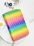 Rainbow Pattern Chevron Card Holder With Zipper