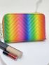 Rainbow Pattern Chevron Card Holder With Zipper