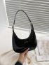 Crocodile Embossed Hobo Bag Mini Black