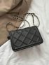 Mini Flap Square Bag Embossed Detail Turn Lock Black