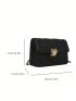 Mini Flap Square Bag Embossed Detail Turn Lock Black