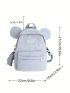 Letter Patch Decor Classic Backpack Small With Pom Pom Bag Charm