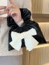 Medium Ruched Bag Bow Decor Top Handle For Daily