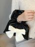 Medium Ruched Bag Bow Decor Top Handle For Daily