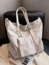 Beige Shoulder Tote Bag Minimalist Double Handle With Coin Purse For Daily