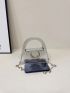 Small Square Bag Metal Decor Silver Funky