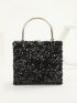 Mini Box Bag Black Sequins Decor For Party