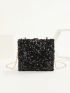 Mini Box Bag Black Sequins Decor For Party