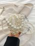 Mini Novelty Bag Faux Pearl Beaded Drawstring Top Handle For Vacation