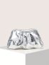 Metallic Ruched Bag Silver Clutch Bag For Daily