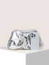 Metallic Ruched Bag Silver Clutch Bag For Daily