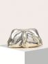 Metallic Ruched Bag Champagne Clutch Bag For Daily