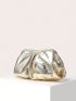 Metallic Ruched Bag Champagne Clutch Bag For Daily