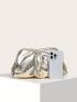 Metallic Ruched Bag Champagne Clutch Bag For Daily