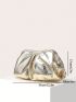 Metallic Ruched Bag Champagne Clutch Bag For Daily