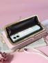 Letter Print Phone Wallet Baby Pink Credit Card Holder For Daily