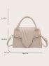 Mini Square Bag Chevron Pattern Flap Beige Fashionable