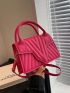 Mini Square Bag Chevron Pattern Flap Hot Pink Fashionable