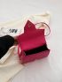 Mini Square Bag Chevron Pattern Flap Hot Pink Fashionable