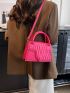 Mini Square Bag Chevron Pattern Flap Hot Pink Fashionable