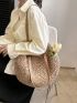 Large Straw Bag Minimalist Circle Bag For Vacation