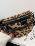 Chain Decor Fanny Pack Leopard Pattern Letter Graphic